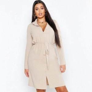Plus Utility Tie Belted Shirt Dress